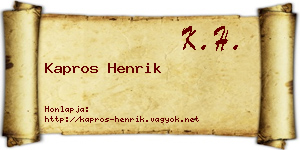 Kapros Henrik névjegykártya